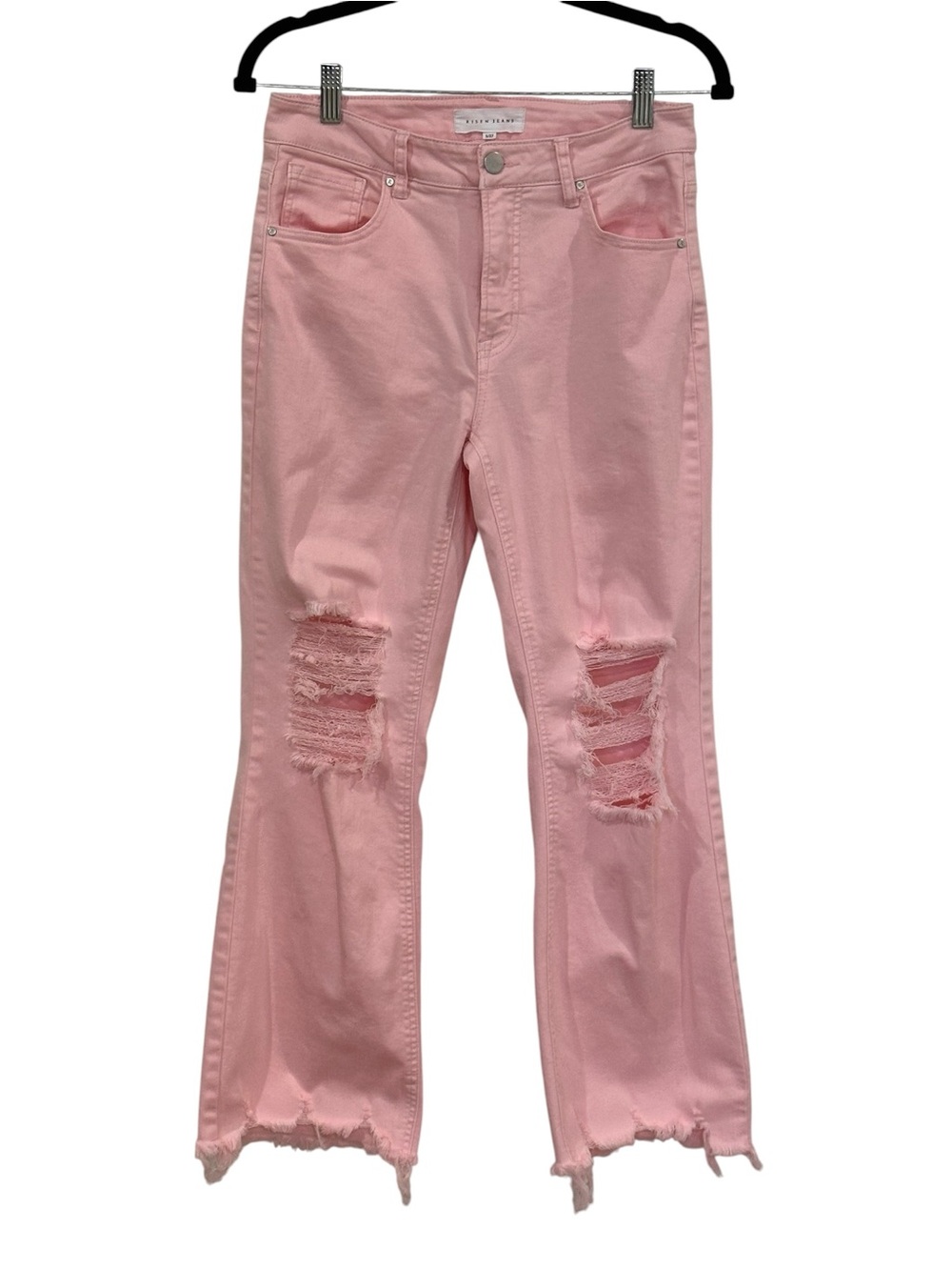 Risen Jeans. Pink Distressed Flare Jeans. Size 5/27.
